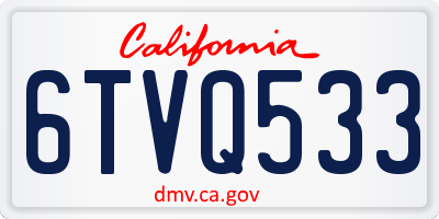 CA license plate 6TVQ533