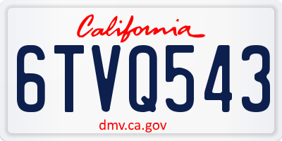 CA license plate 6TVQ543