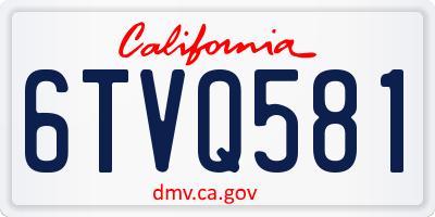 CA license plate 6TVQ581