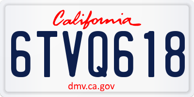 CA license plate 6TVQ618
