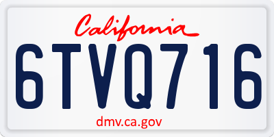 CA license plate 6TVQ716