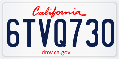 CA license plate 6TVQ730