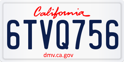 CA license plate 6TVQ756