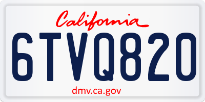CA license plate 6TVQ820