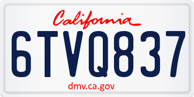 CA license plate 6TVQ837