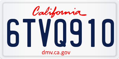 CA license plate 6TVQ910