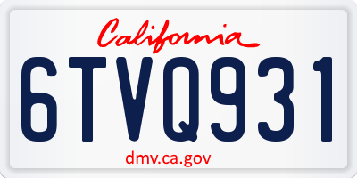 CA license plate 6TVQ931