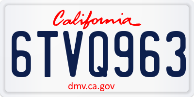 CA license plate 6TVQ963