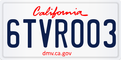 CA license plate 6TVR003