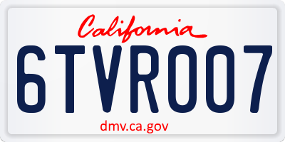 CA license plate 6TVR007