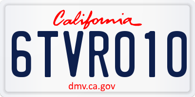 CA license plate 6TVR010