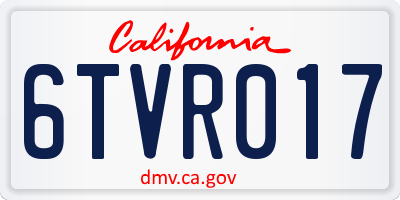 CA license plate 6TVR017