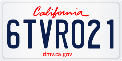 CA license plate 6TVR021