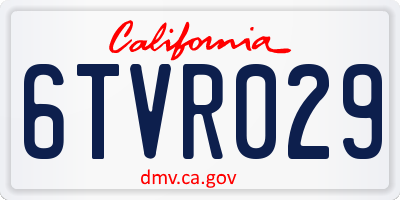 CA license plate 6TVR029