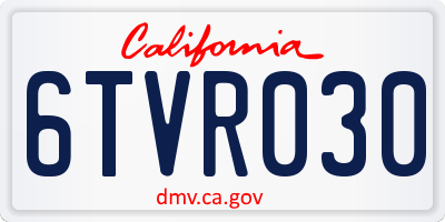 CA license plate 6TVR030