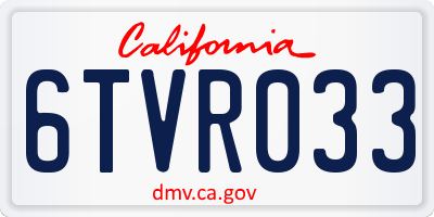 CA license plate 6TVR033