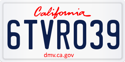 CA license plate 6TVR039