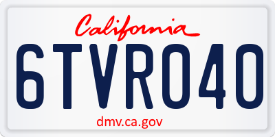 CA license plate 6TVR040