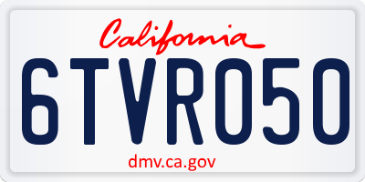 CA license plate 6TVR050