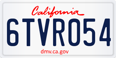 CA license plate 6TVR054
