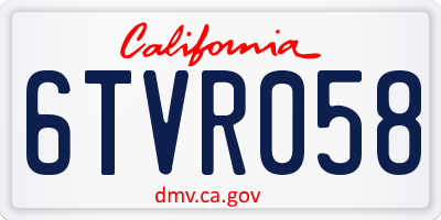 CA license plate 6TVR058
