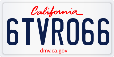 CA license plate 6TVR066