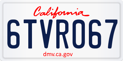CA license plate 6TVR067