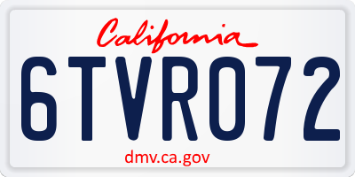 CA license plate 6TVR072