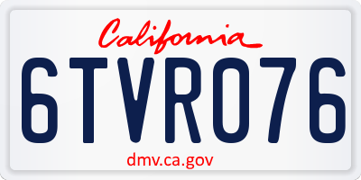 CA license plate 6TVR076