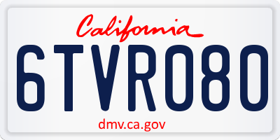 CA license plate 6TVR080