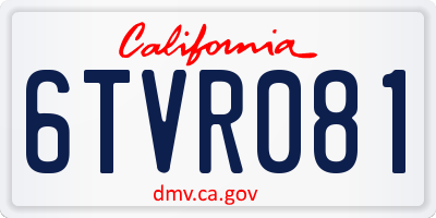 CA license plate 6TVR081