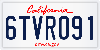 CA license plate 6TVR091