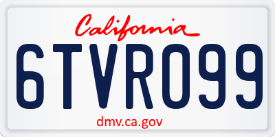 CA license plate 6TVR099