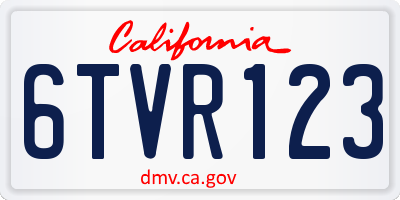 CA license plate 6TVR123