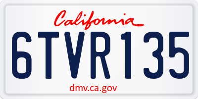 CA license plate 6TVR135