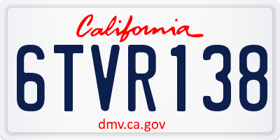 CA license plate 6TVR138