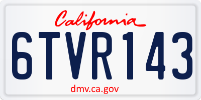 CA license plate 6TVR143