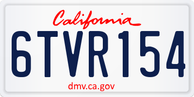 CA license plate 6TVR154