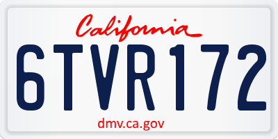 CA license plate 6TVR172