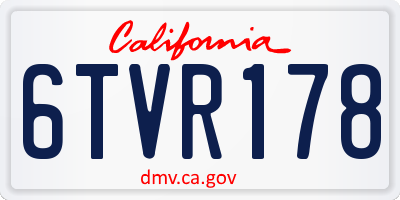 CA license plate 6TVR178