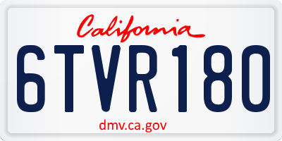 CA license plate 6TVR180