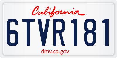 CA license plate 6TVR181