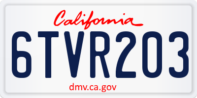 CA license plate 6TVR203