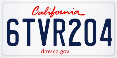 CA license plate 6TVR204