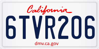 CA license plate 6TVR206