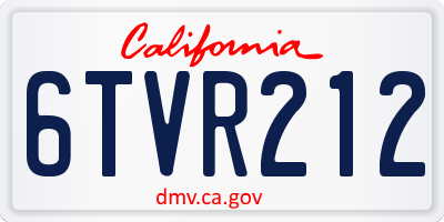 CA license plate 6TVR212