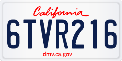CA license plate 6TVR216
