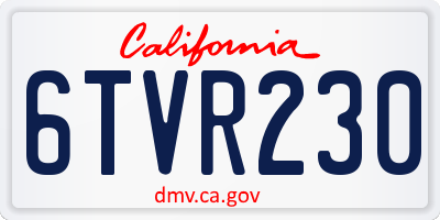 CA license plate 6TVR230