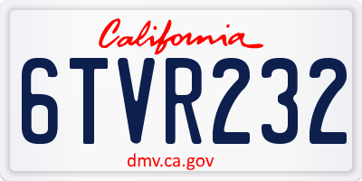 CA license plate 6TVR232