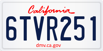 CA license plate 6TVR251